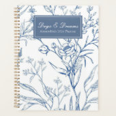 Ländliches Blau-Weiß-Blumenmuster Planer (Vorderseite)
