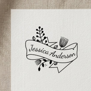 Ländliches Blumenband-Abzeichen mit personalisiert Gummistempel