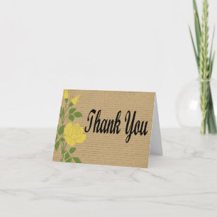 Ländliches Blumendankeschreiben Gelbe Blume Braun Dankeskarte