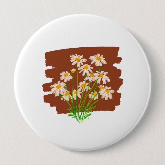 Ländliches Blumendesign auf braunem Hintergrund Button (Vorderseite)