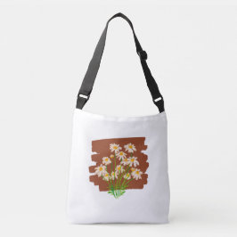 Ländliches Blumendesign auf braunem Hintergrund Tragetaschen Mit Langen Trägern