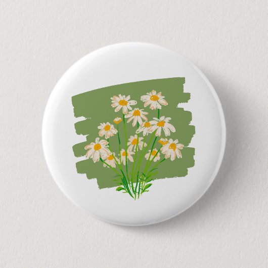 Ländliches Blumendesign auf grünem Hintergrund Button (Vorderseite)