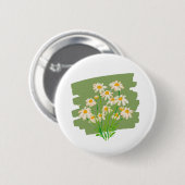 Ländliches Blumendesign auf grünem Hintergrund Button (Vorne & Hinten)