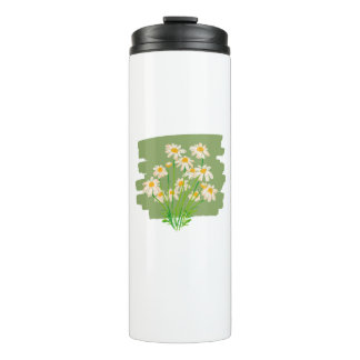Ländliches Blumendesign auf grünem Hintergrund Thermosbecher