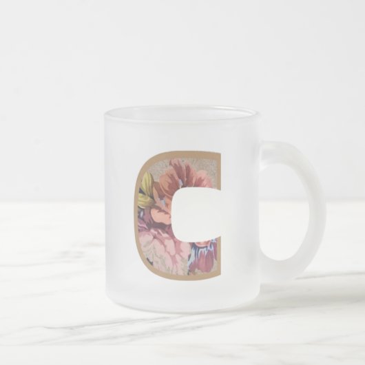 Ländliches Blumeninitial C Monogramm Mattglastasse (Rechts)