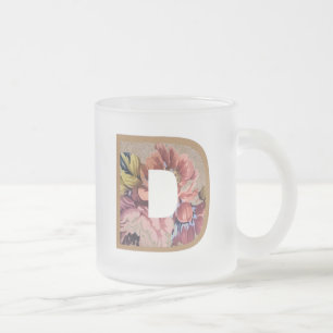 Ländliches Blumeninitial D Monogramm Mattglastasse