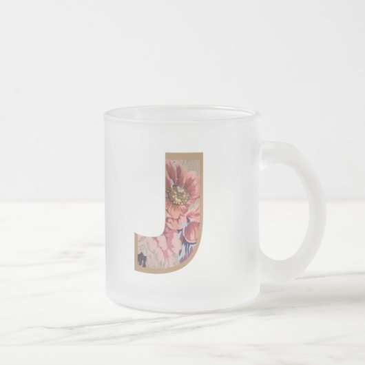 Ländliches Blumeninitial J Monogramm Mattglastasse (Rechts)