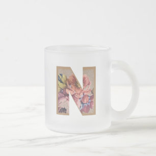 Ländliches Blumeninitial N Monogramm Mattglastasse