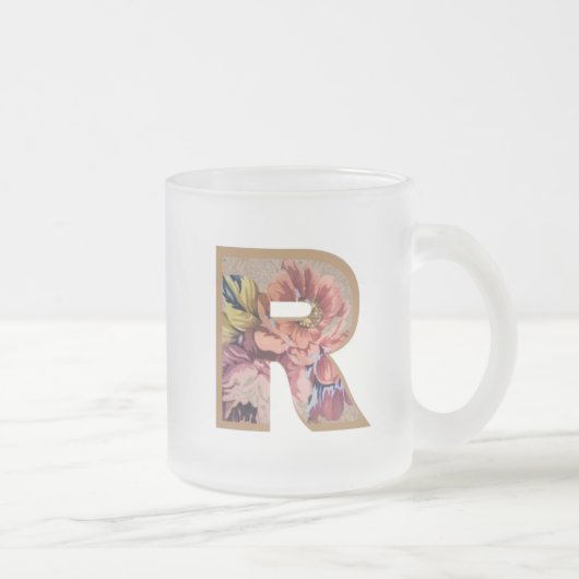 Ländliches Blumeninitial R Monogramm Mattglastasse (Rechts)