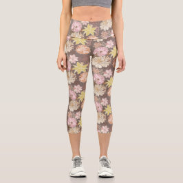 Ländliches Boho-Asphalt-Blumenmuster  Capri Leggings