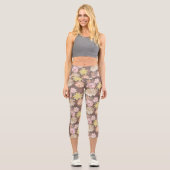 Ländliches Boho-Asphalt-Blumenmuster  Capri Leggings (Vorderseite)
