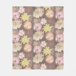Ländliches Boho-Asphalt-Blumenmuster  Fleecedecke