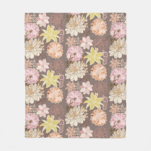 Ländliches Boho-Asphalt-Blumenmuster  Fleecedecke