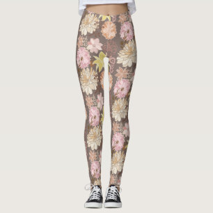Ländliches Boho-Asphalt-Blumenmuster Leggings