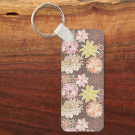Ländliches Boho-Asphalt-Blumenmuster  Schlüsselanhänger