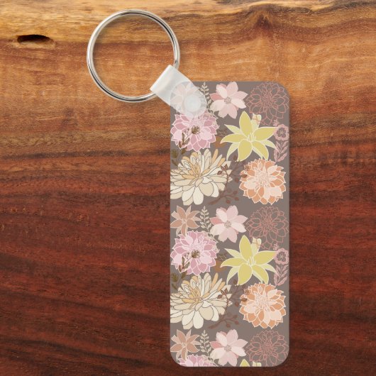 Ländliches Boho-Asphalt-Blumenmuster Schlüsselanhänger (Vorderseite)
