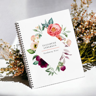 Ländliches Boho-Blumen-Wasserfarbenbild mit Ihrem Notizblock