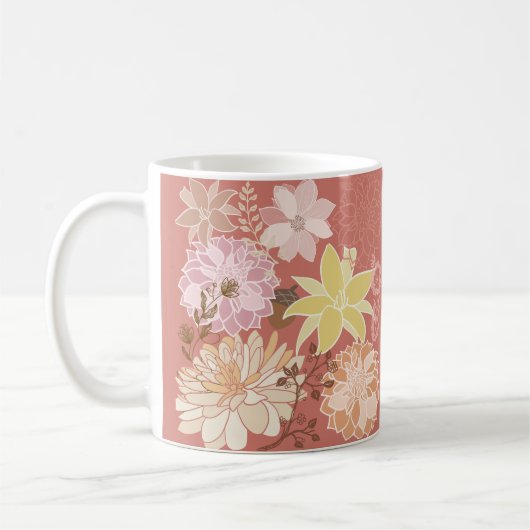 Ländliches Boho-Blumenmuster Kaffeetasse (Links)