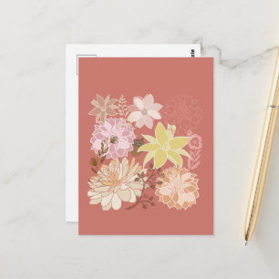 Ländliches Boho-Blumenmuster Postkarte