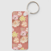 Ländliches Boho-Blumenmuster Schlüsselanhänger (Rückseite)
