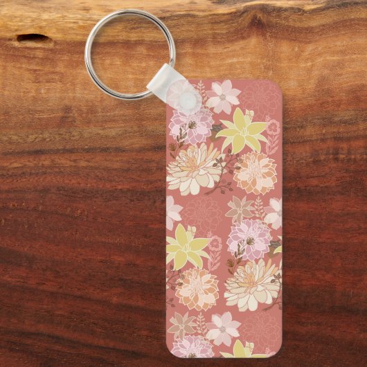 Ländliches Boho-Blumenmuster Schlüsselanhänger (Vorderseite)