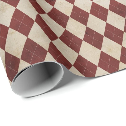 Ländliches Burgund Karomuster Geschenkpapier (Rolleneckpunkt)