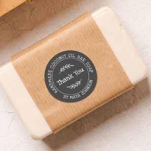 Ländliches Dankeschön aus handgefertigter Holzkohl Runder Aufkleber