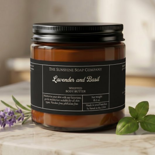 Ländliches Etikett für schwarze Körperbutter oder