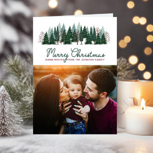 Ländliches Familienfoto Weihnachtskiefer Feiertagskarte