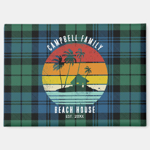 Ländliches Familienstrandhaus Palmen Custom Tartan Magnet