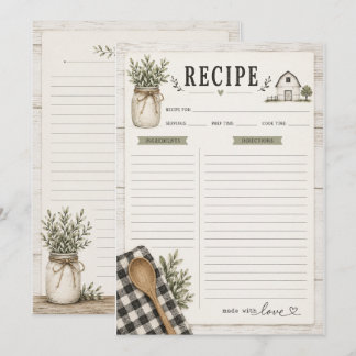Ländliches Farmhouse-Themen-Rezeptkarte Einladung