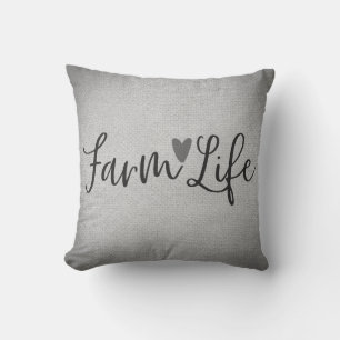 Ländliches Farmleben Graue Jute-Textur Whimsical Kissen