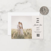 Ländliches Feld-Foto Save-the-Date mit QR-Code Mitteilungskarte (Vorderseite/Rückseite Beispiel)