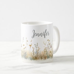 Ländliches Feld mit Wildblumen-Monogramm Kaffeetasse