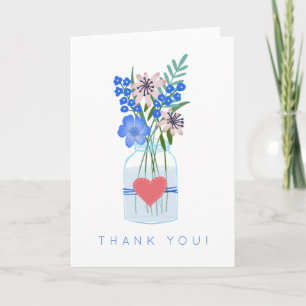 Ländliches Floral Blau Dankeskarte