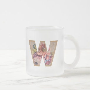 Ländliches florales Anfangsbuchstabe W Monogramm Mattglastasse