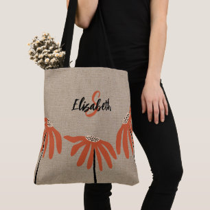 Ländliches florales monogrammiertes Namensschild O Tasche