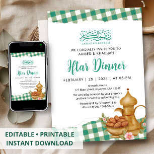 Ländliches Gingham-Ramadan-Iftar-Dinner-Picknick Einladung