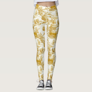 Ländliches Goldenes Sonnenblumen-Heim-Toile-Muster Leggings