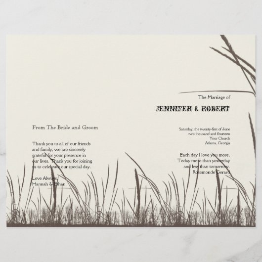 Ländliches Grasland-Hochzeitsprogramm (Vorderseite)