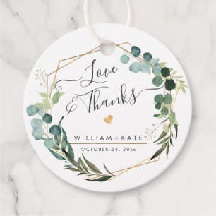 Ländliches Grün Eukalyptus Liebe+Dank Geschenkanhänger