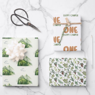 Ländliches Grün Immergrüner Wald Natur Geschenkpapier Set