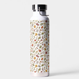 Ländliches Herbst-Wald-Pilz-Blatt-Muster Trinkflasche