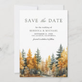 Ländliches Herbstwald-Foto-QR-Code-Hochzeit Save The Date (Vorderseite)