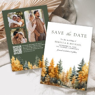 Ländliches Herbstwald-Foto-QR-Code-Hochzeit Save The Date