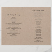 Ländliches Hochzeitsprogramm. Landgrün Botanik (Rückseite)