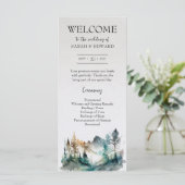 Ländliches Hochzeitsprogramm Wald Berg (Stehend Vorderseite)