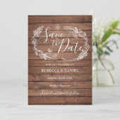 Ländliches Holz Blumenmuster Save The Date (Stehend Vorderseite)