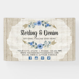 Ländliches Holz & Boho-Wasserfarben Blumen Pfeile Banner