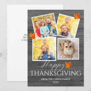 Ländliches Holz Herbstlaub Thanksgiving-Familienfo Feiertagskarte